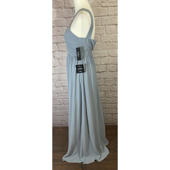 NEW Lulus XS Air of Romance Blue Halter Maxi Dress Bridesmaid Gown Dance 9046 - Picture 4 of 10